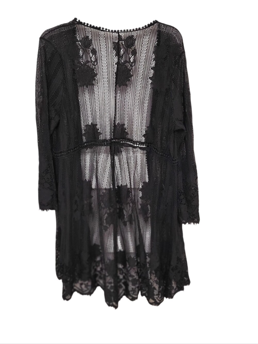 Women's lace duster floral kimono bell sleeves Small dark romantic whimsigoth